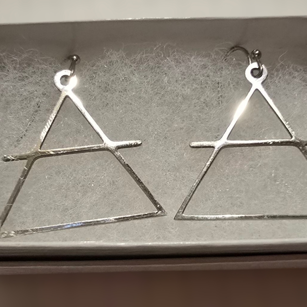 Elegant Silver Triangle Earrings